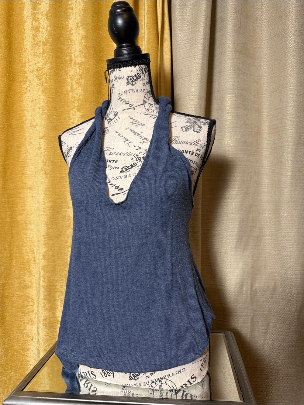 Free People Indigo Blue Knit Halter Tank